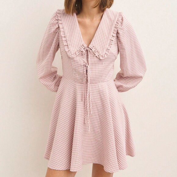 Brown Boho Women's Long Sleeve Ruffled Dress - Picture 7 of 10